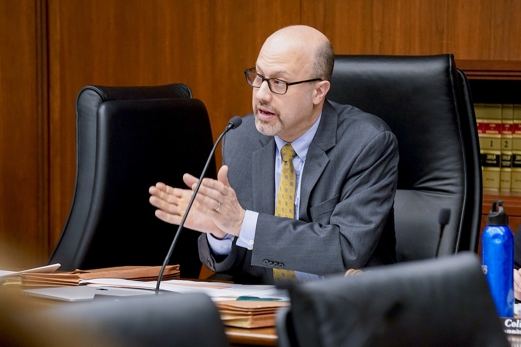 Rep. Dave Pinto, chair of the House Children and Families Finance and Policy Committee, comments on HF2476 following a walkthrough of the proposed supplemental budget bill. (Photo by Michele Jokinen)